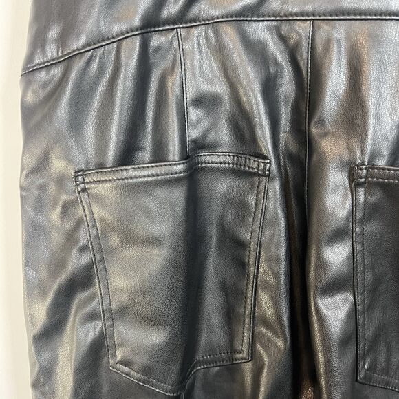 Zara Faux Leather Overalls Jumpsuit XS NWT bloggers favorite straight leg - Picture 10 of 11